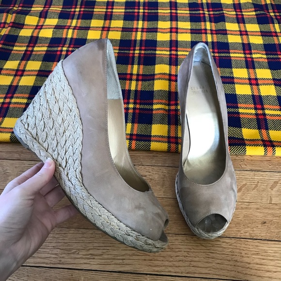 Stuart Weitzman Beige Nude Espadrille Wedge Heels - Picture 2 of 8